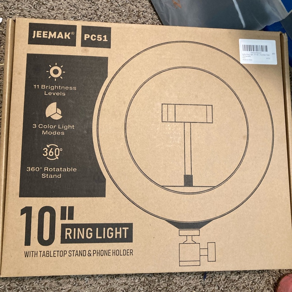 10 inch ring light with tripod new in box for blogging streaming photos camera